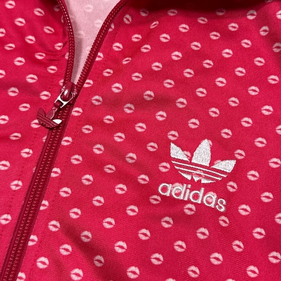 Adidas Originals Firebird Lips Kisses Pink Striped Track Jacket Womens Small - Picture 4 of 12